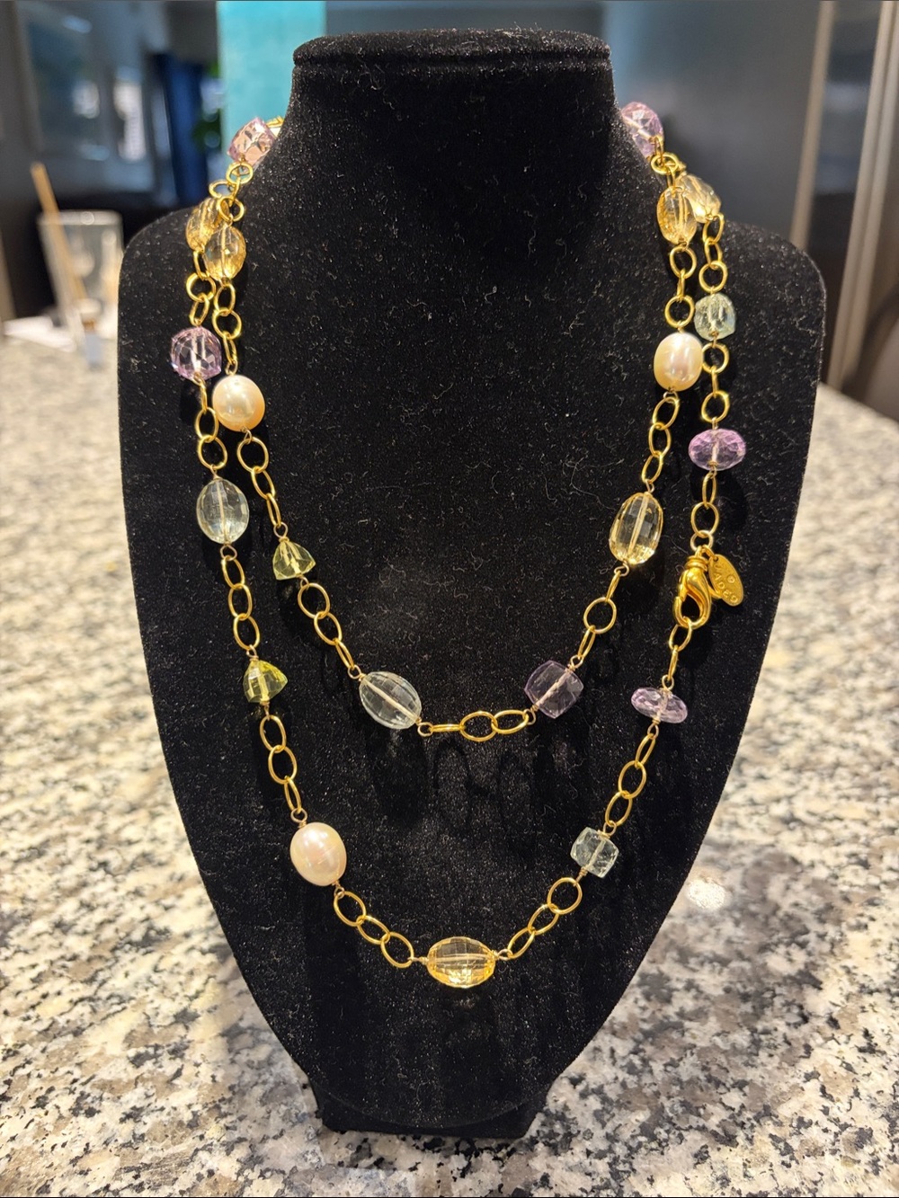 JADED Jewels NYC Gemstone and pearl gold necklace